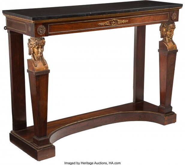61017: A French Empire-Style Gilt Bronze Mounted Table