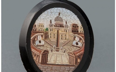 61017: An Italian Micro Mosaic Brooch Depicting St. Pet