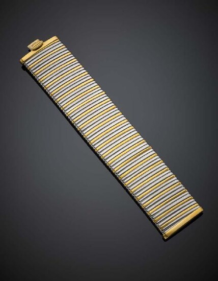 MATTIOLI Bi-coloured gold tubo-gaz band bracelet, g