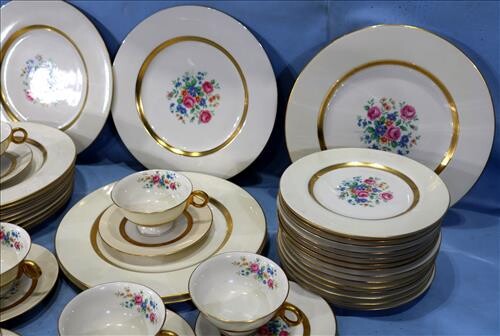 66 piece set of Haviland fine china with roses