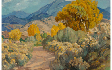 Sheldon Parsons (1866-1943), Quiet Path along the Sagebrush and Cottonwoods, New Mexico