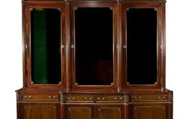 A custom Louis XVI style ormolu mounted mahogany bibliothèque...