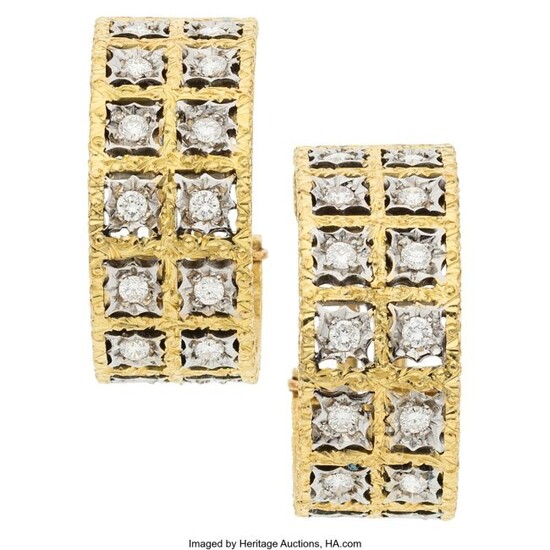 74017: Diamond, Gold Earrings Stones: Full-cut diamond