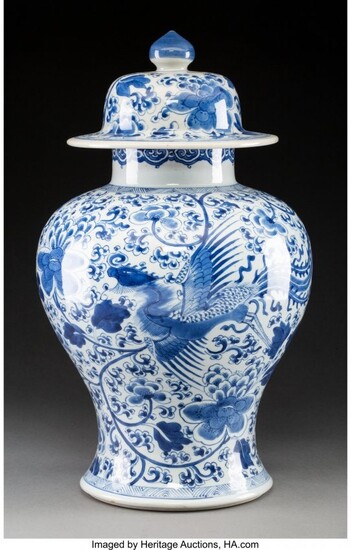 78117: A Chinese Blue and White Porcelain Phoenix Jar w