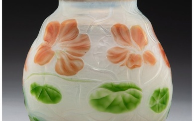 79017: Tiffany Studios Cameo Glass Nasturtiums Vase, ci