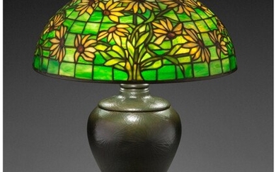 79017: Tiffany Studios Leaded Glass and Patinated Bronz
