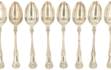 (8) piece set dessert spoons silver.