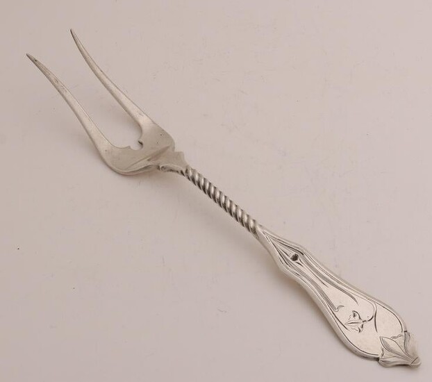835/000 Silver meat fork with twisted handle, contoured