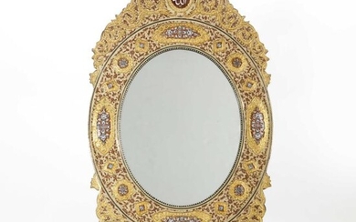 A Persian enamel mirror
