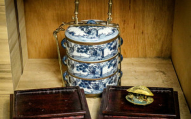 Chinese Porcelain Food Container, Box and Stands