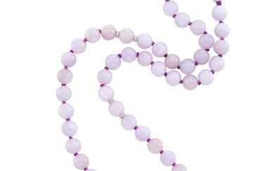 Lavender Jade Bead, White Gold and Diamond Necklace