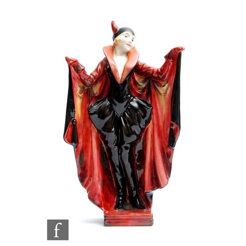 A 1930s Royal Doulton Art Deco figurine Marietta HN1341, red...