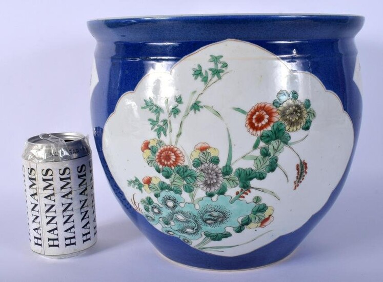 A 19TH CENTURY CHINESE POWDER BLUE GROUND PORCELAIN