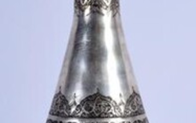 A 19TH CENTURY PERSIAN SILVER VASE decorated with