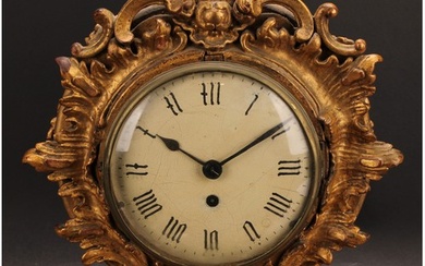 A 19th century gilt wood and gesso timepiece, 17cm convex pa...
