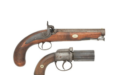 A 25-Bore Percussion Officer's Pistol, And A 90-Bore Percussion Six-Shot...