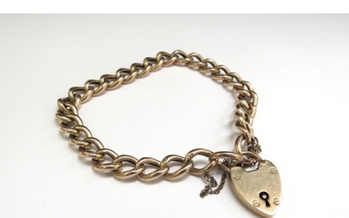 A 9ct rose gold hollow curb link bracelet each link stamped ...