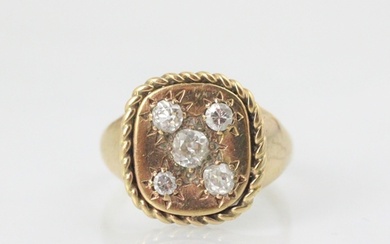 A 9ct yellow gold diamond dress ring, the five graduated old...