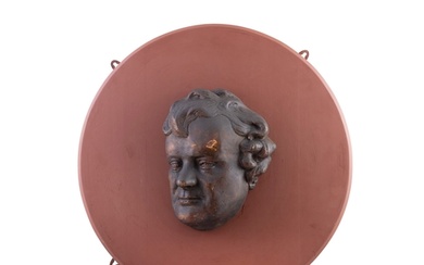 A BRONZE DEATH MASK OF DANIEL O'CONNELL (1775 - 1847) mount...