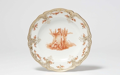 A Berlin KPM porcelain dinner plate from the mythological service for Friedrich II
