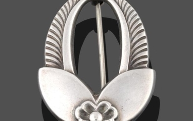 A Brooch, by Georg Jensen, realistically modelled as a cactus,...