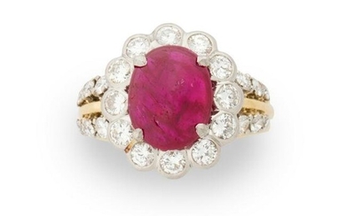 A Burma no-heat ruby and diamond ring