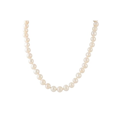 A CULTURED PEARL NECKLACE, with gold clasp