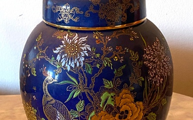 A Carlton Ware Ginger Jar with Peacock & Floral Motifs, c.1930
