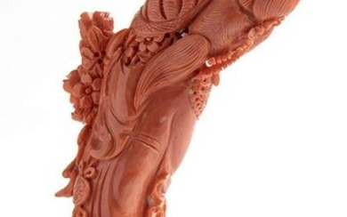 A Cerasuolo coral carving - China, early 20th Century
