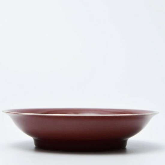 A Chinese Altar Red Glaze Porcelain Plate