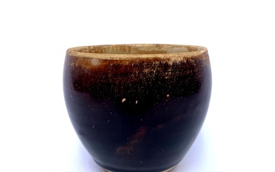 A Chinese Dark Brown Glazed Stonewear Beaker, Ming Dynasty
