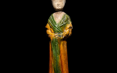 A Chinese Sancai-Glazed Pottery Lady
