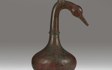A Chinese archaic globular bronze “Goose-neck” vessel