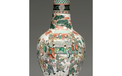 A Chinese famille verte vase, 19th c, enamelled with two dig...