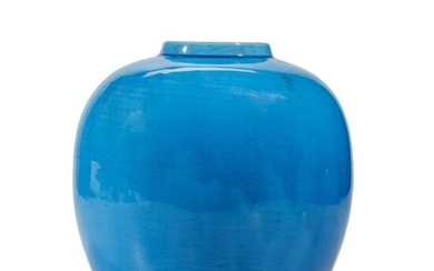 A Chinese turquoise-glazed porcelain ovoid jar, Incised