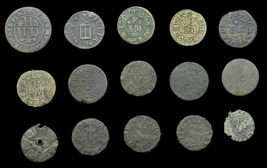 A Collection of 17th Century Tokens formed by a