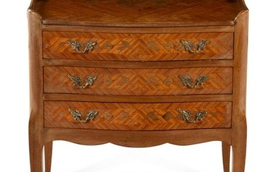 A Continental Fruitwood Marquetry Chest of Drawers