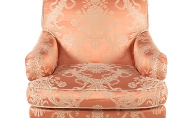 A Damask-Upholstered Lounge Chair