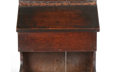 A GEORGE III OAK MURAL CANDLE/SPILL BOX, WELSH, CIRCA 1800. ...
