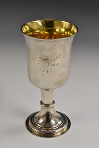 A George II silver Communion chalice, bell shaped bowl