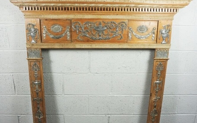 A George III Pewter Mounted Pine and Gesso Fire Surround