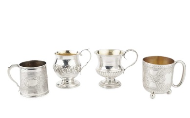 A George IV silver christening cup, of reeded and part...