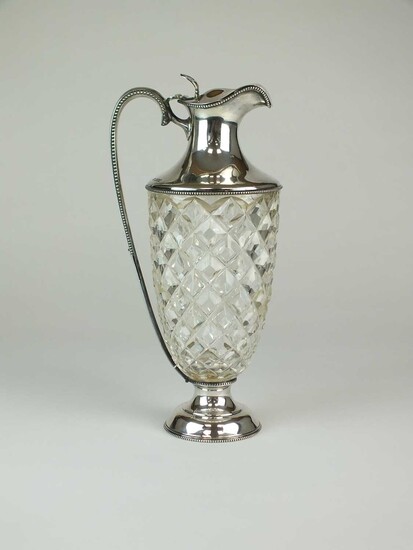 A George V silver mounted glass claret jug