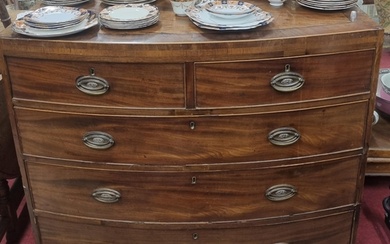 A Georgian Mahogany and Veneered bow front Chest of Drawers....