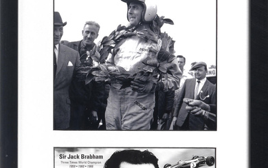 A Jack Brabham framed display with signature