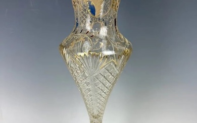 A LARGE 19TH C. GILT AND ENAMELLED MOSER VASE