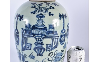 A LARGE 19TH CENTURY CHINESE BLUE AND WHITE CELADON PORCELAI...