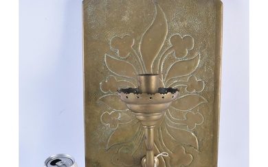 A LARGE ARTS AND CRAFTS COUNTRY HOUSE REPOUSSE WALL SCONCE d...