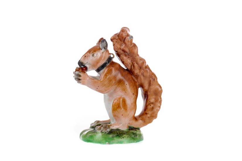 A LATE 18TH CENTURY ENGLISH PORCELAIN RED SQUIRREL