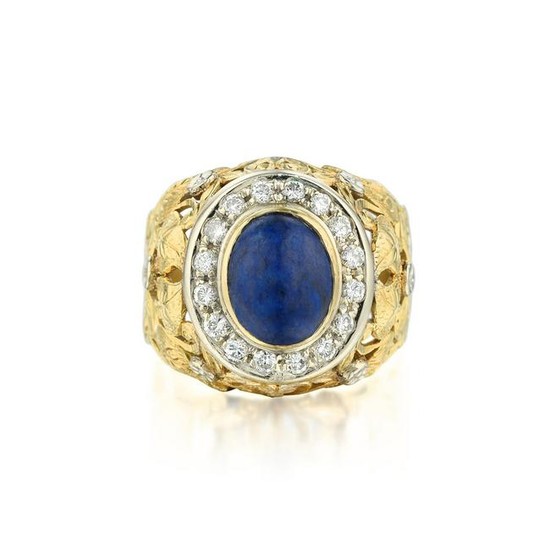 A Lapis Lazuli and Diamond Ring